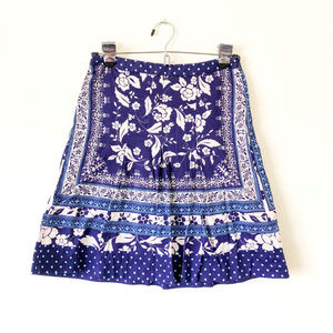 Ann Taylor LOFT Blue Printed Skirt 00P